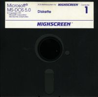 Version MS-DOS 5.0 der Firma highscreen auf Diskette