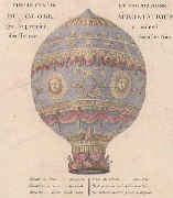 Heißluftballon der gebrüder Montgolfier - zeitgenössischer Kupferstich
