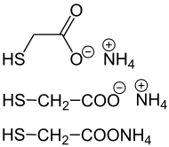 Ammoniumsalz der Thioglykolsäure in drei Formelschreibweisen